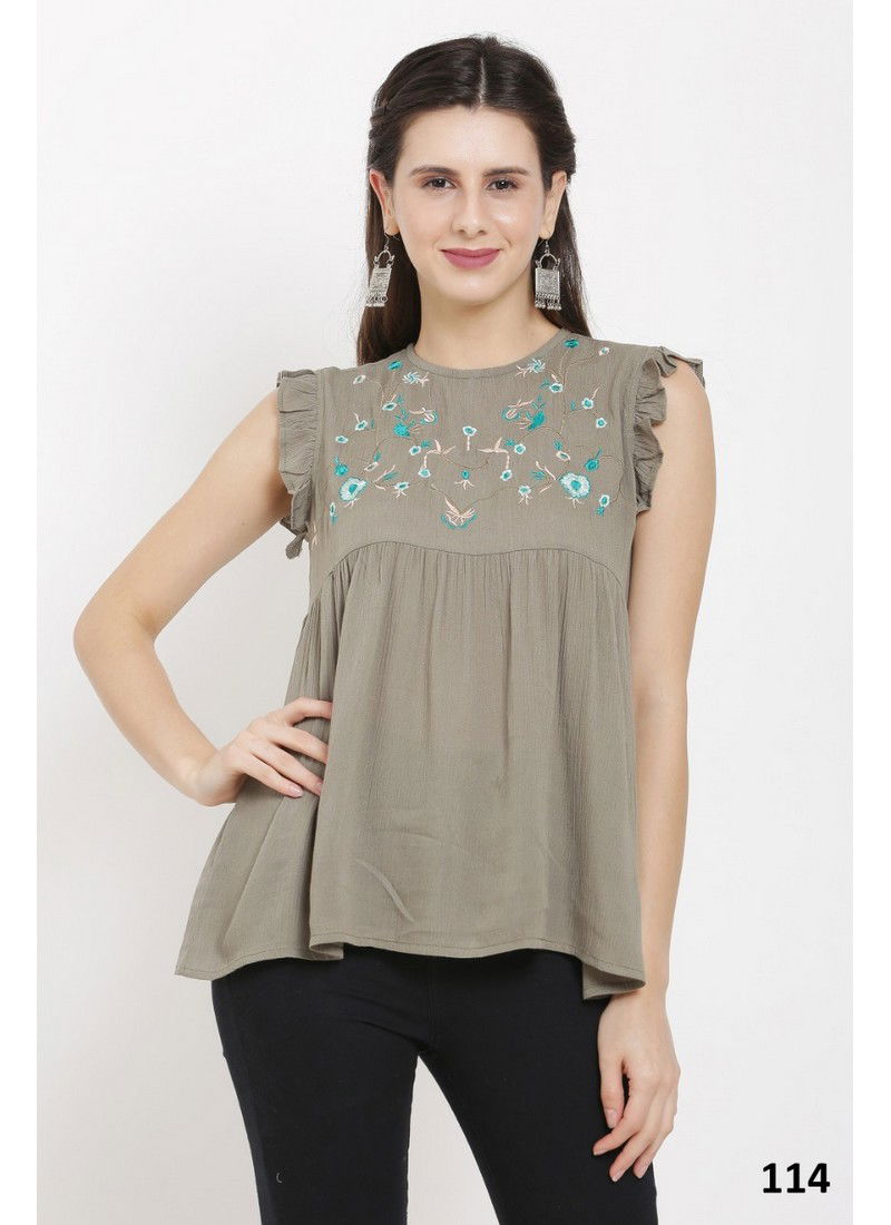 Beige Shiri Vol 2 Stylish Rayon Party Wear Ladies Top Collection 114